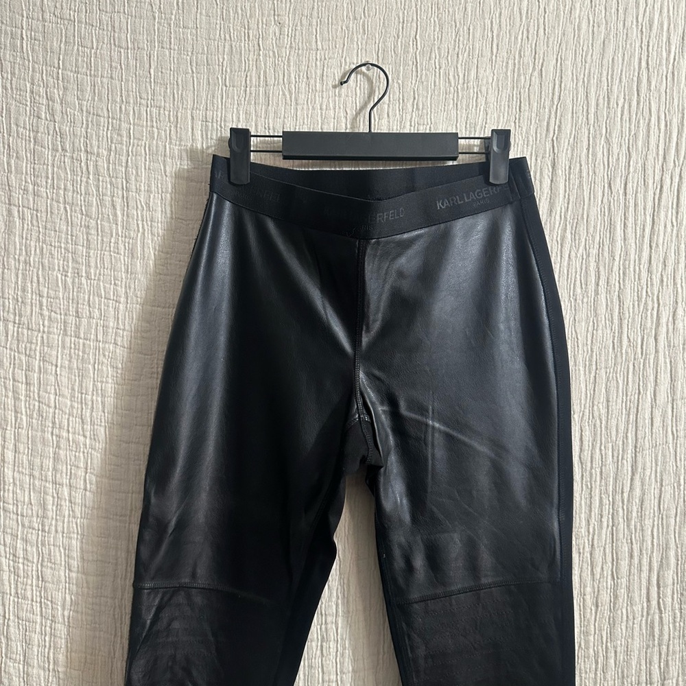 Karl Lagerfeld Paris Black Faux Leather Pant Sz sm